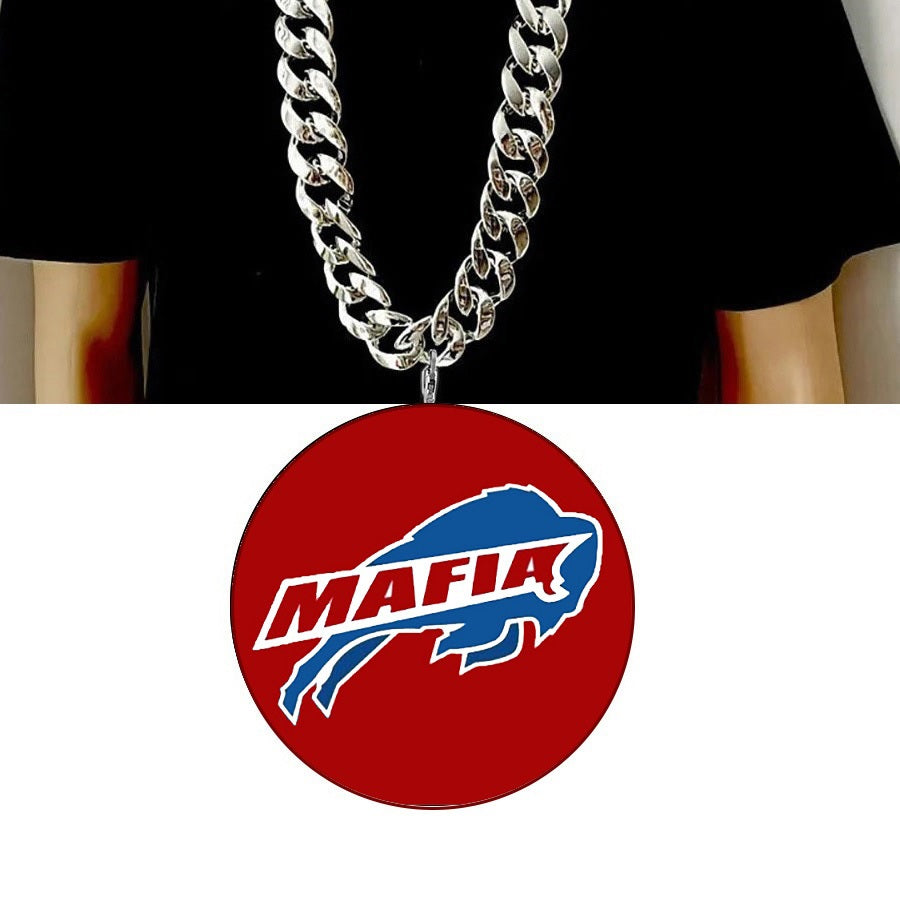 Buffalo Bills Mafia Large Fan 8" Pendant Necklace Big Chain Gift D32