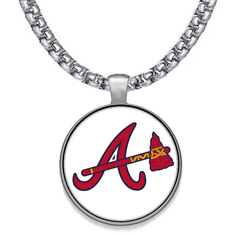 Large Atlanta Braves Necklace 24" Stainless Steel Chain Free Ship' D30