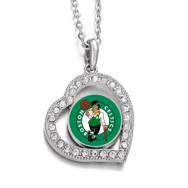 Boston Celtics Womens Sterling Silver Link Chain Necklace With Pendant D19