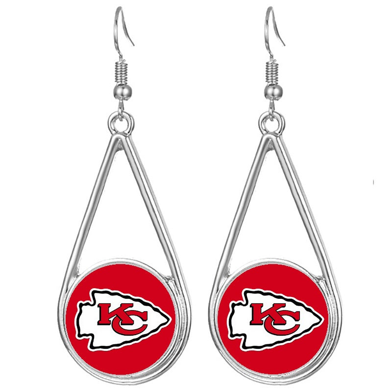 Kansas City Chiefs Womens Silver Drop Dangle Earrings w Gift Pkg D29