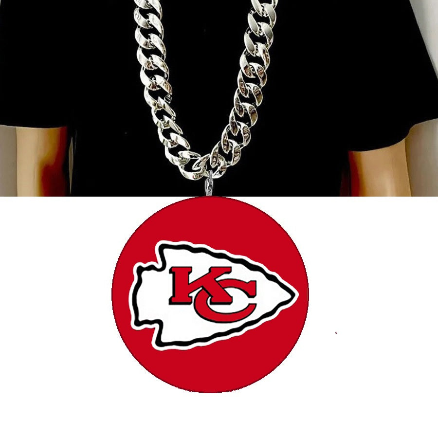 New Kansas City Chiefs Large Fan 8" Pendant Necklace Big Chain Gift D32