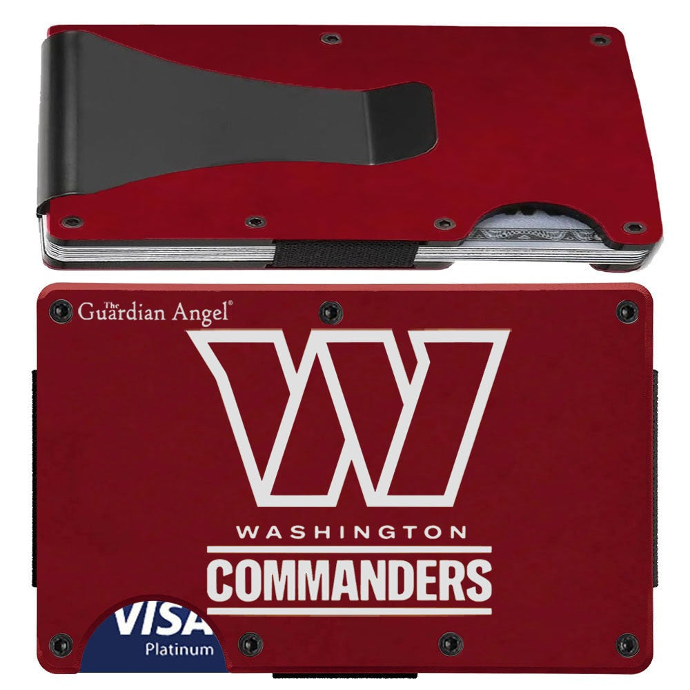 Washington Commanders Laser Engraved Titanium Carbon Fiber RFID Blocking Wallet With Clip Or Strap