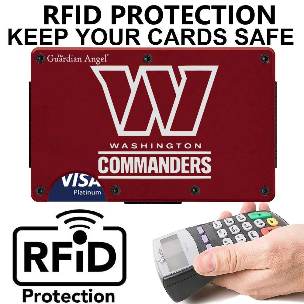 Washington Commanders Laser Engraved Titanium Carbon Fiber RFID Blocking Wallet With Clip Or Strap