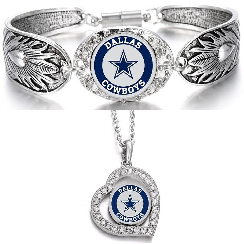 Dallas Cowboys Gift Set Sterling Silver Necklace And Pendant, Bracelet D3D19