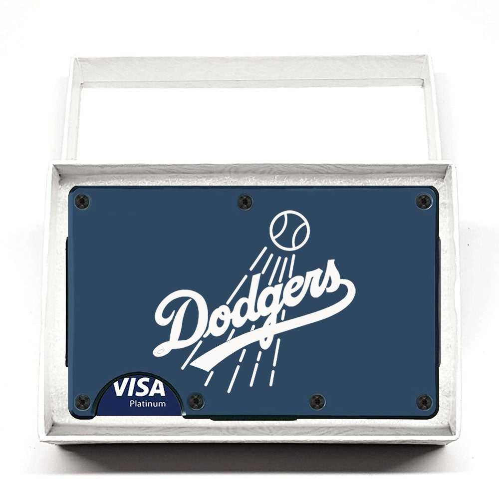LA Dodgers Blue Jersey Logo Titanium Carbon Fiber RFID Blocking Wallet With Clip or Strap