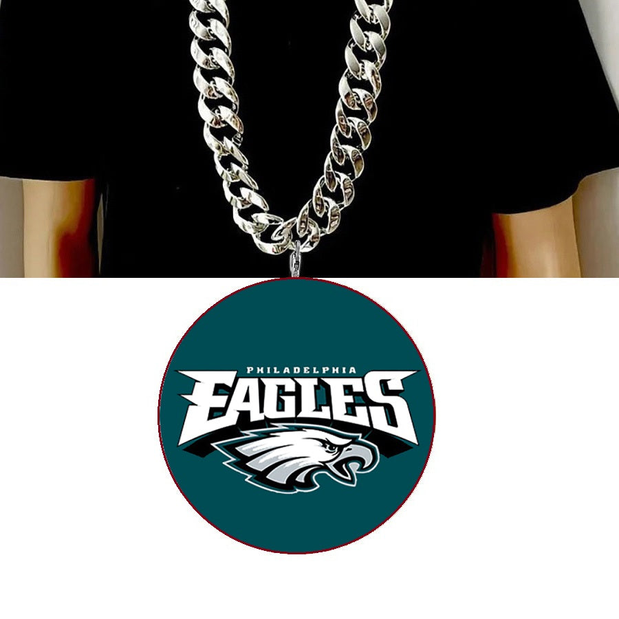 Philadelphia Eagles Large Big Chain Fan 8" Pendant Necklace