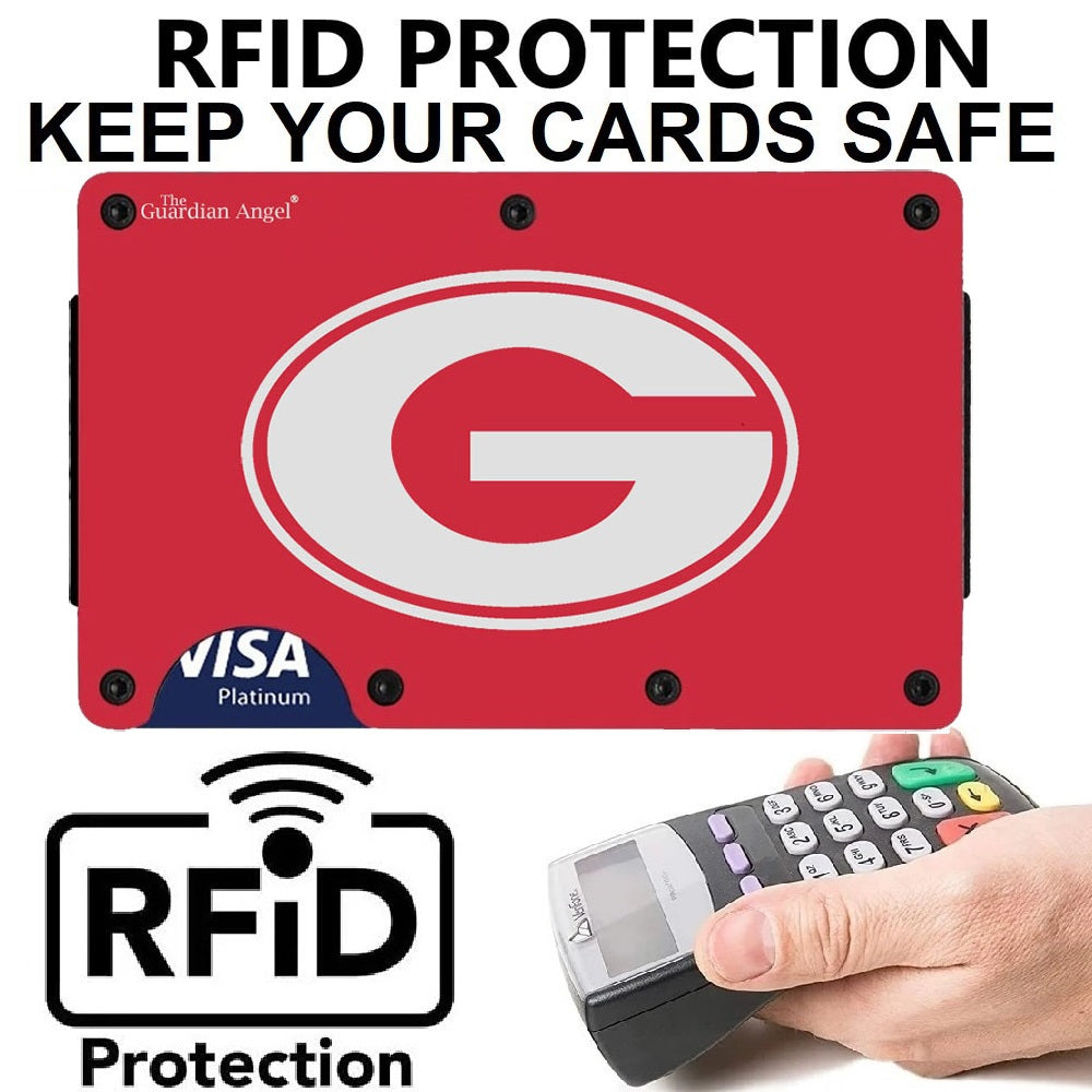 Georgia Bulldogs G Laser Engraved Red RFID Blocking Wallet With Clip or Strap