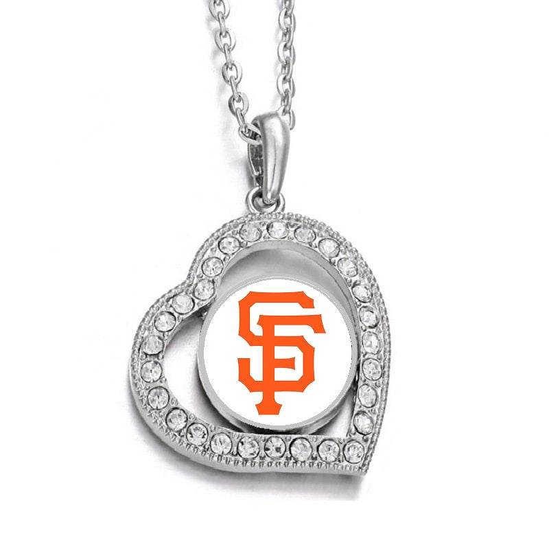 San Francisco SF Giants Womens Sterling Silver Heart Pendant Necklace