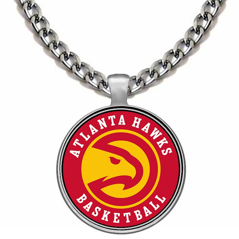 Atlanta Hawks Team Stainless Steel 24" Curb Link Chain Fan Necklace And Pendant Jewelry Gift