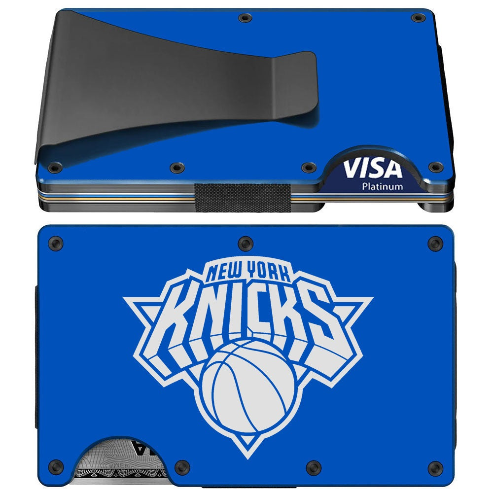 New York Knicks NY Laser Engraved Titanium Carbon Fiber RFID Blocking Wallet With Clip Or Strap