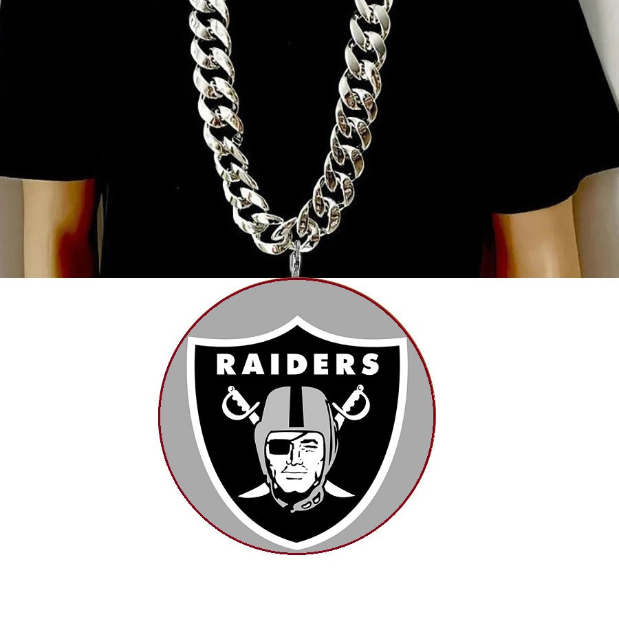 New Las Vegas Raiders Large Fan 8" Pendant Necklace Big Chain Gift D32