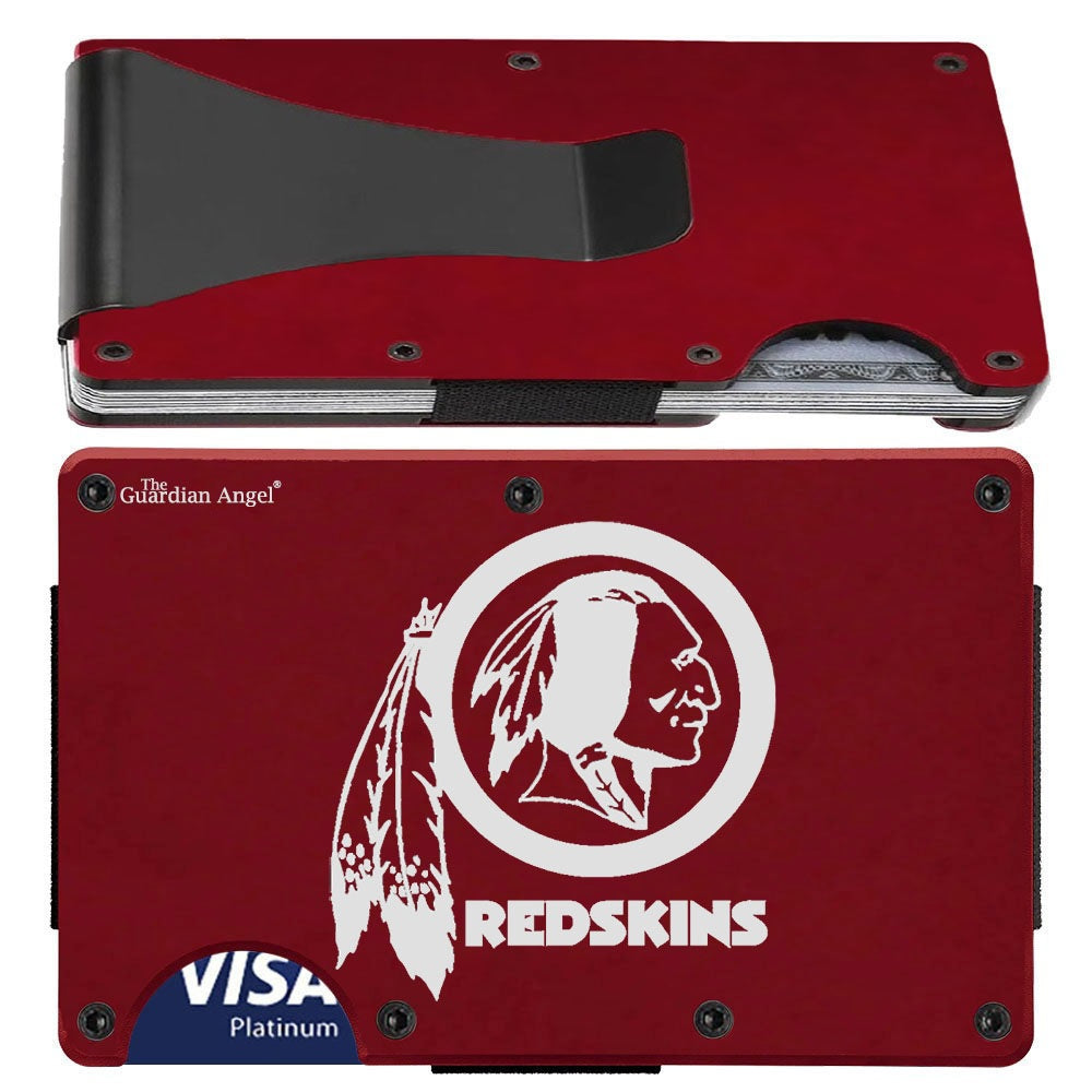 Washington Redskins Laser Engraved Titanium Carbon Fiber RFID Blocking Wallet With Clip Or Strap