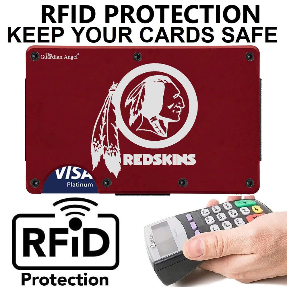 Washington Redskins Laser Engraved Titanium Carbon Fiber RFID Blocking Wallet With Clip Or Strap