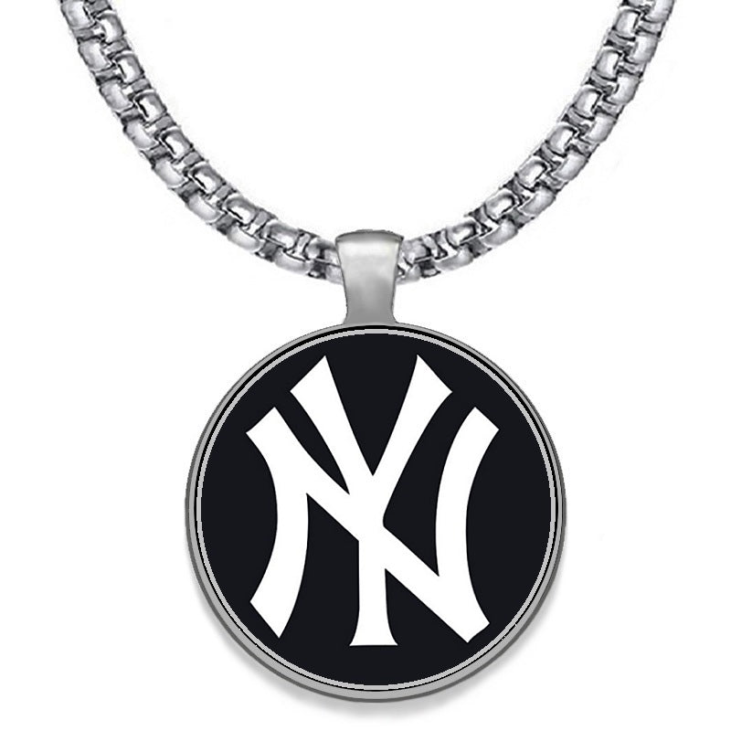 Large New York NY Yankees Necklace 24" Stainless Steel Chain Free Ship' D30
