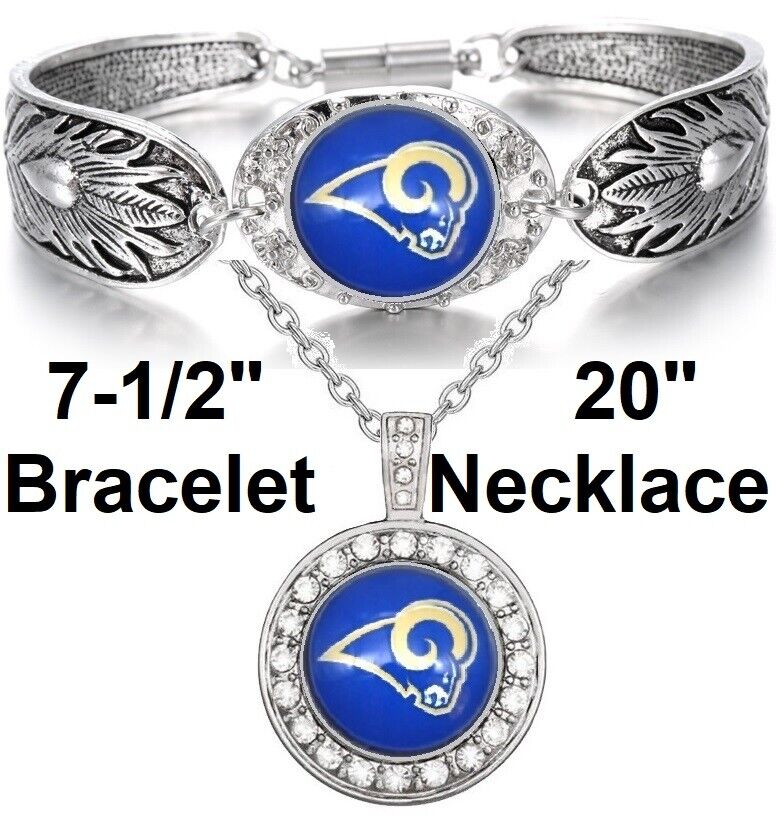 Los Angeles Rams Gift Womens 925 Sterling Silver Necklace Bracelet Set D3D18