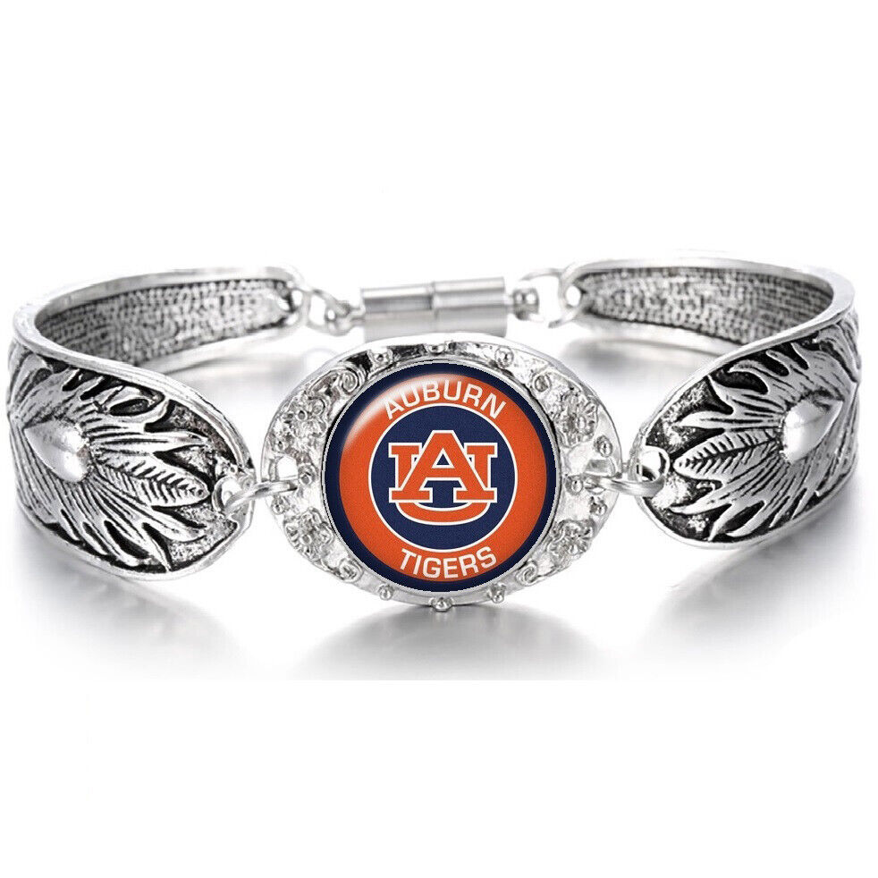 Auburn Tigers Women's Sterling Silver Bracelet Football Gift D3