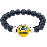 Spec Yellow Cheese Head Green Bay Packers Women'S Men'S Black Beaded Bracelet D1