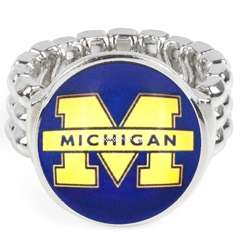 University Of Michigan Wolverines Silver Mens Womens Ring Fits All W Gift Pk D2