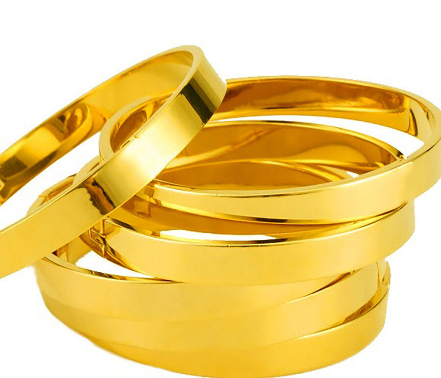 18k Gold Bracelet Bangle Womens 7.5" Opening Smooth Finish D4961