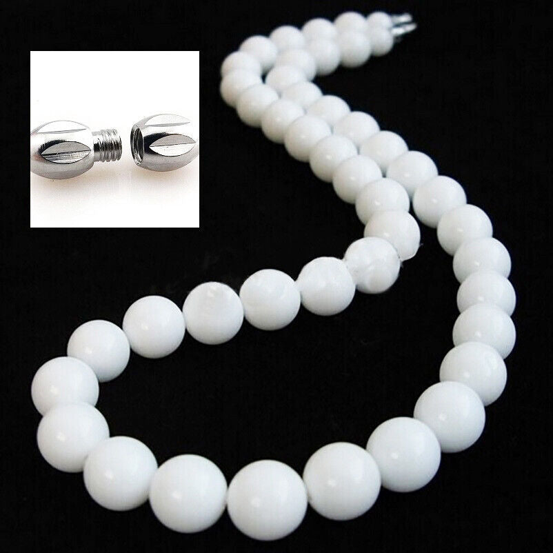 Unique Natural White Tridacna Stone Pearl Women's 18" Beaded Necklace D744