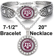 Texas A&M Aggies 925 Sterling Silver Necklace And Bracelet Set State D3D18