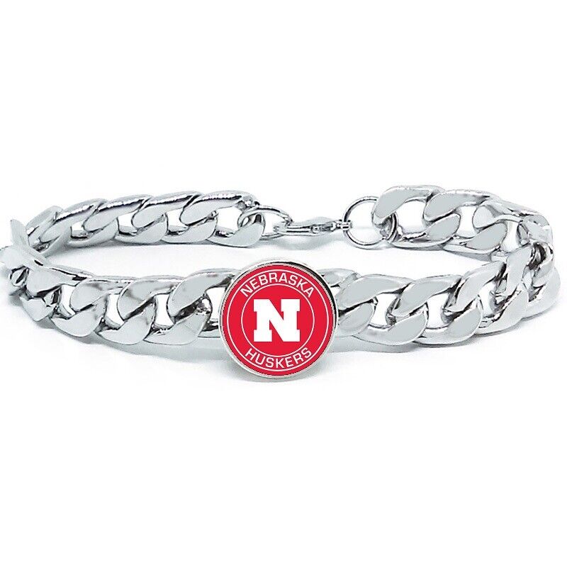 Nebraska Cornhuskers Mens Link Chain Bracelet University State Football Gift D4