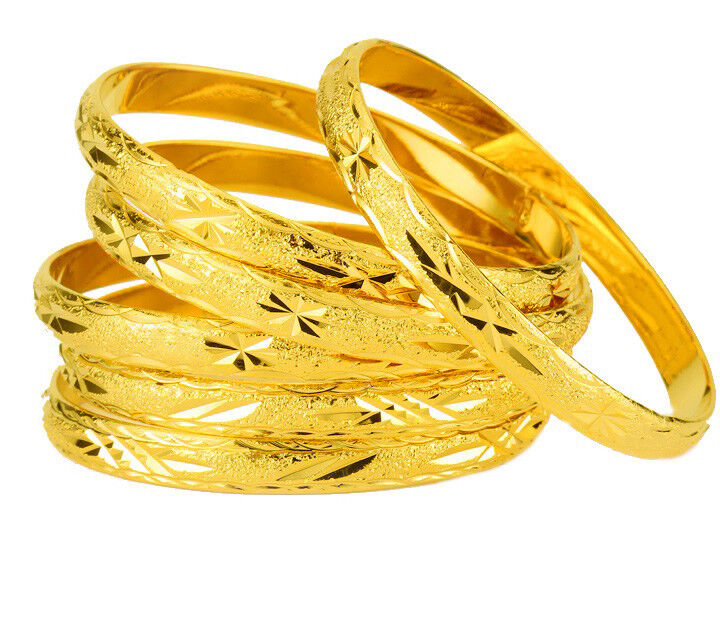 18k Yellow Gold Elegant StarCut Womens Opening Bracelet Bangle + GiftPkg D415-1