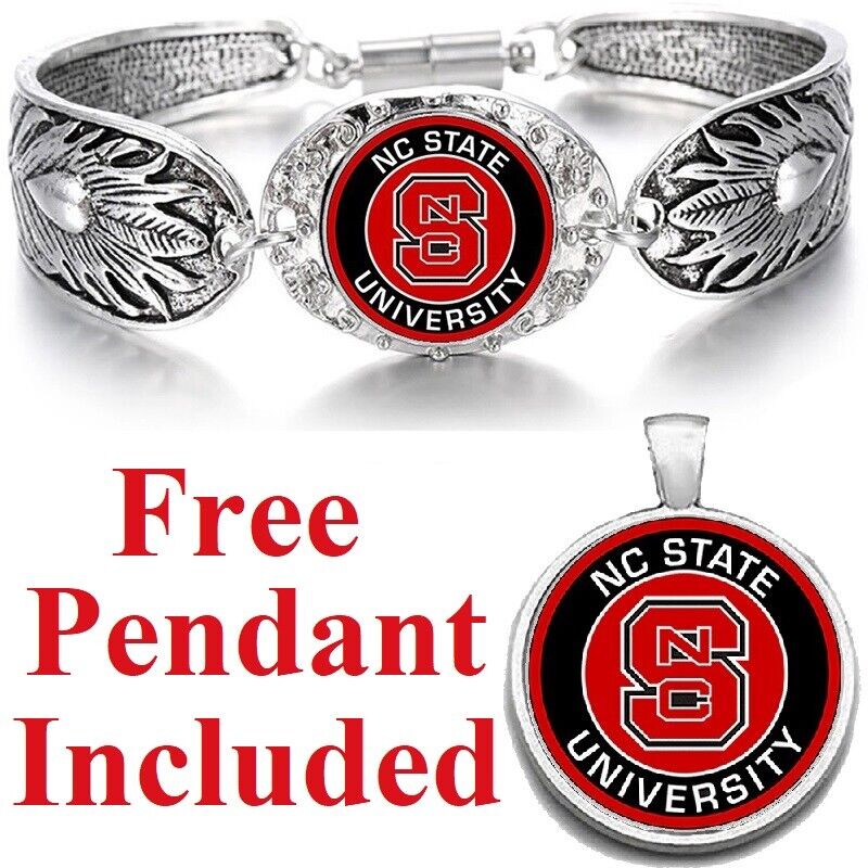 North Carolina Nc State Wolfpack Womens Tibetian Sterling Silver Bracelet D3