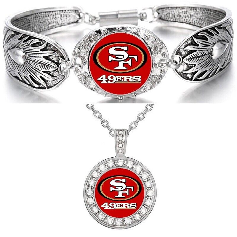 San Francisco 49Ers Gift Womens 925 Sterling Silver Necklace, Bracelet Set D3D18