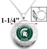 Michigan State Spartans Womens Sterling Silver Linl Chain Necklace Locket D16