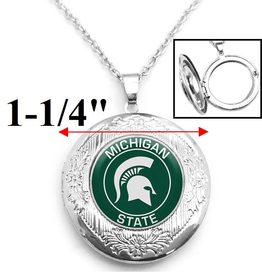 Michigan State Spartans Womens Sterling Silver Linl Chain Necklace Locket D16