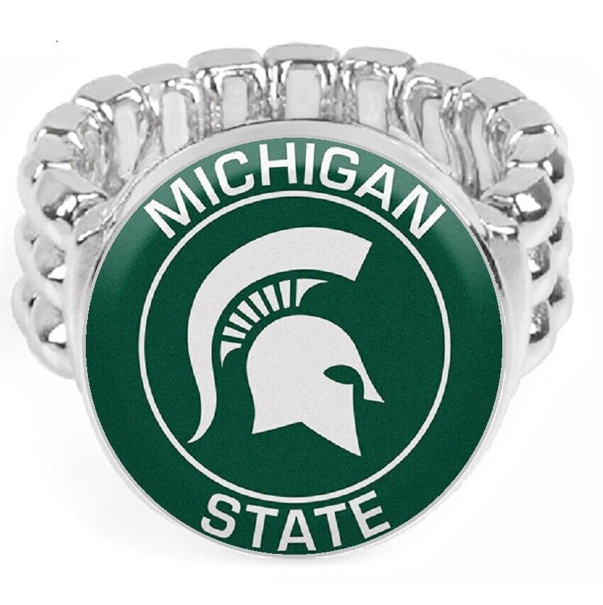 Michigan State University Spartans Silver Mens Womens Ring Fits All W Gift Pk D2