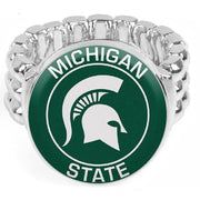 Michigan State University Spartans Silver Mens Womens Ring Fits All W Gift Pk D2