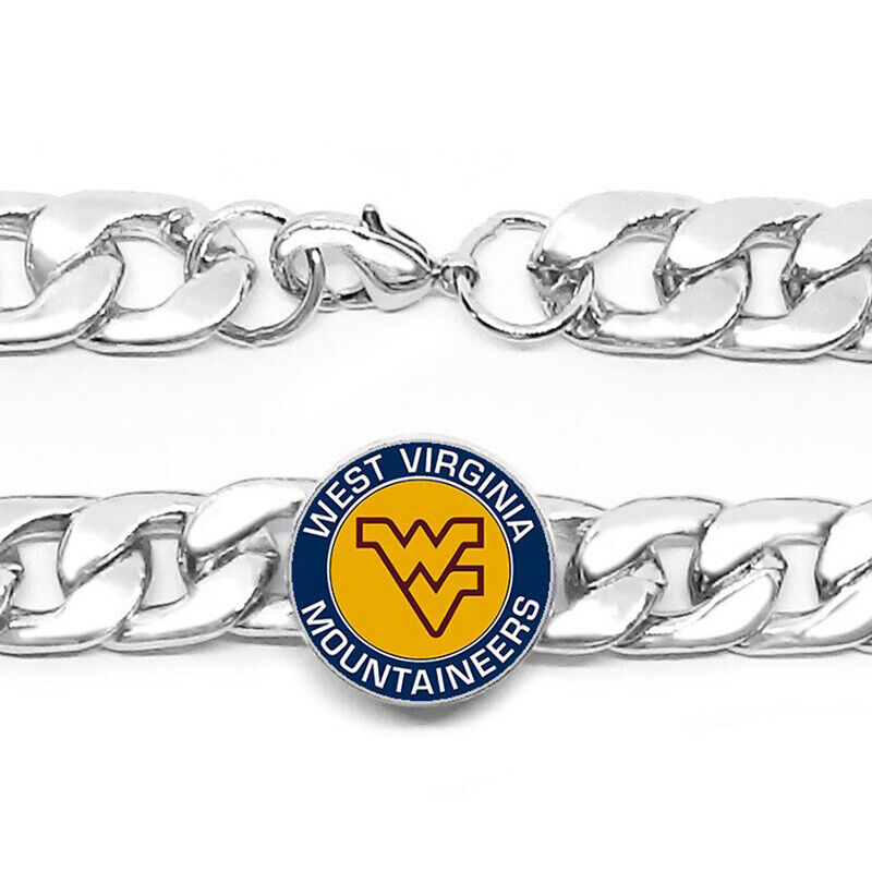 West Virginia Mountaineers Mens Link Chain Bracelet University Jewelry W Gift D4