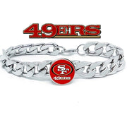 San Francisco 49Ers Sf Silver Mens Curb Link Chain Bracelet Jewelry W Gift Pk D4