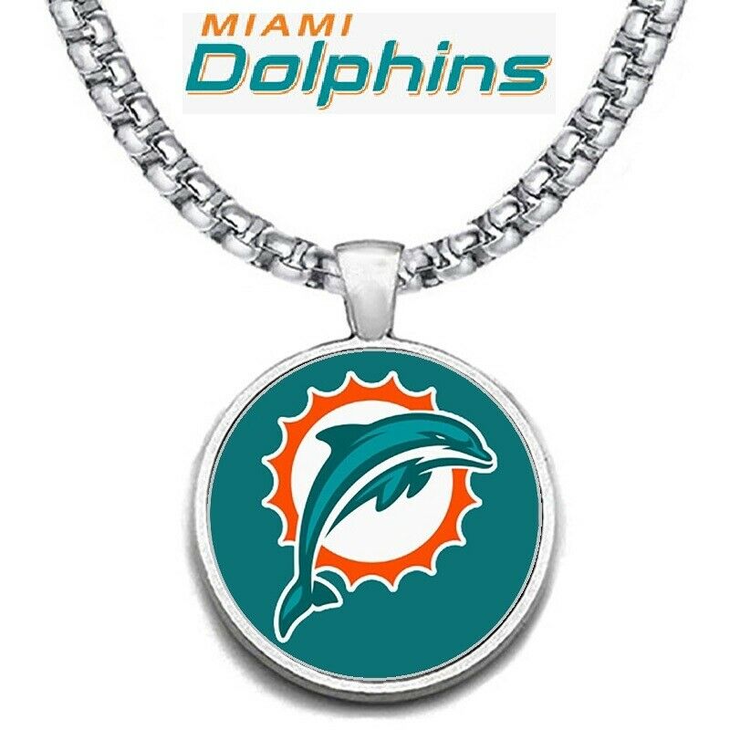 Large Miami Dolphins Necklace Stainless Steel Chain Football Free Ship' D30