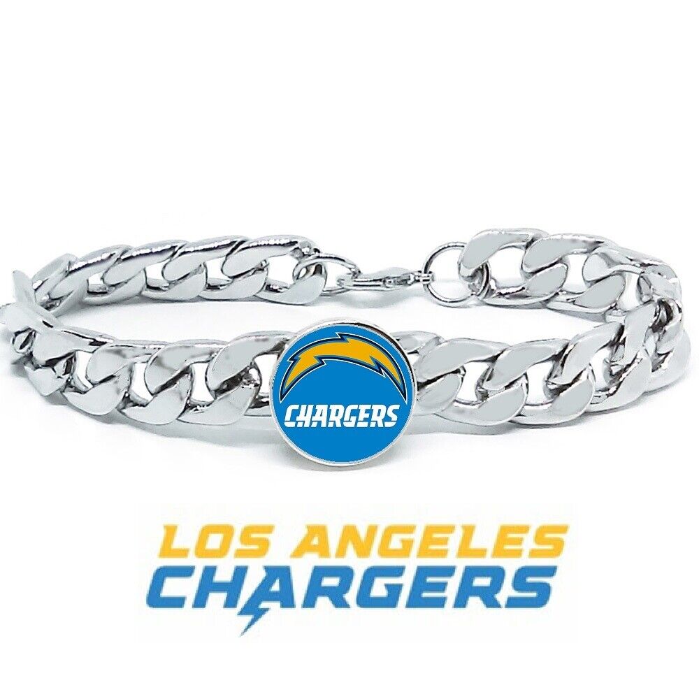 Los Angeles Chargers Stainless Wide 12Mm Womens Mens Link Chain Bracelet Gift D4