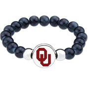 Special Oklahoma Sooners Womens Mens Black Bead Chain Bracelet Gift D1