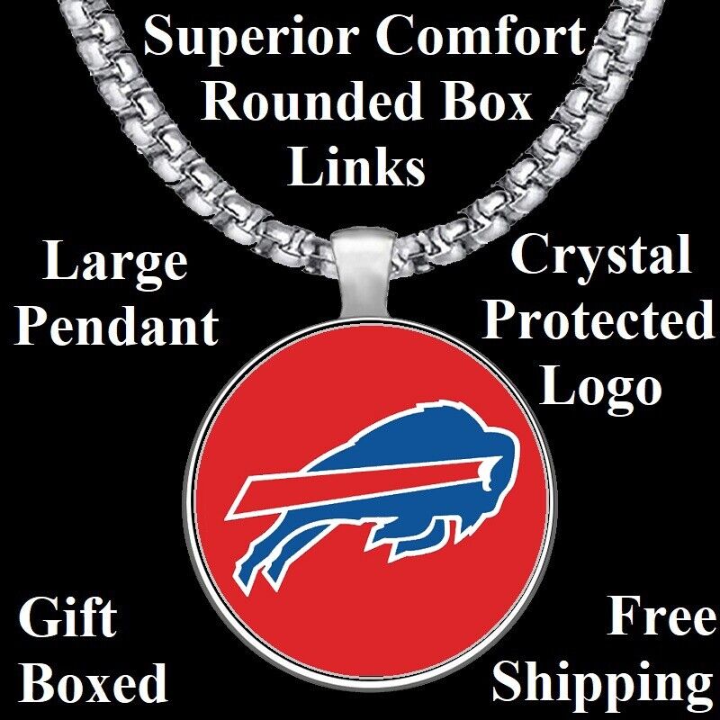 Buffalo Bills Mens Womens Stainless Steel 20" Chain Link Pendant Necklace D30