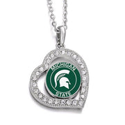 Michigan State Spartans Womens Sterling Silver Link Chain Necklace And Pend.D19