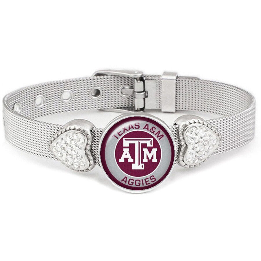 Texas A&M University Aggies Womens Adjust. Silver Bracelet Jewelry Gift D26