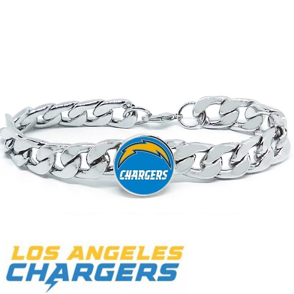 San Diego Chargers Silver Mens Curb Link Chain Bracelet Football Gift D4-1