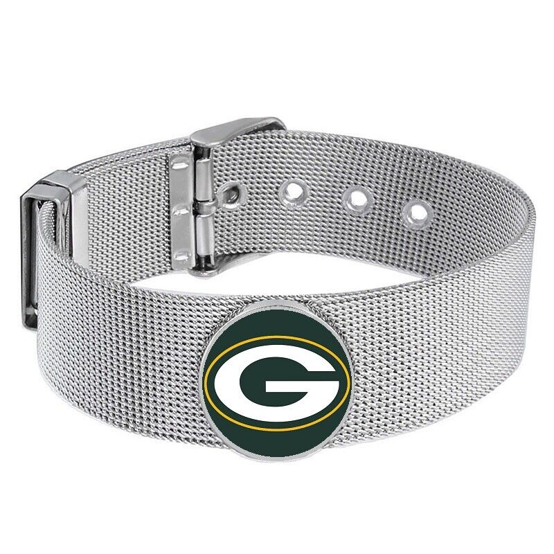 Green Bay Packers Mens Womens Silver Adjustable Bracelet W Gift Pkg D6