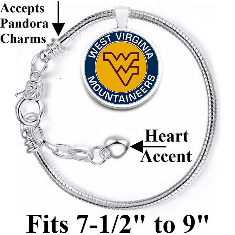 West Virginia Mountaineers University Womens Sterling Silver Bracelet Gift D10
