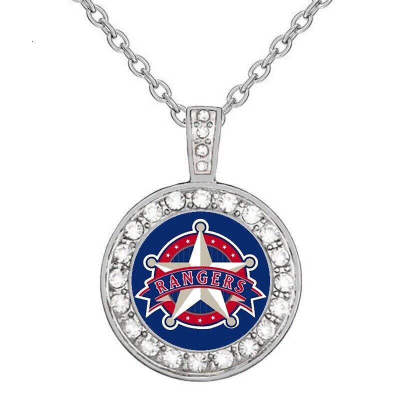 Texas Rangers Womens Sterling Silver Chain Link Necklace With Pendant D18