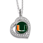 Miami Hurricanes Womens Sterling Silver Link Chain Necklace With Pendant D19