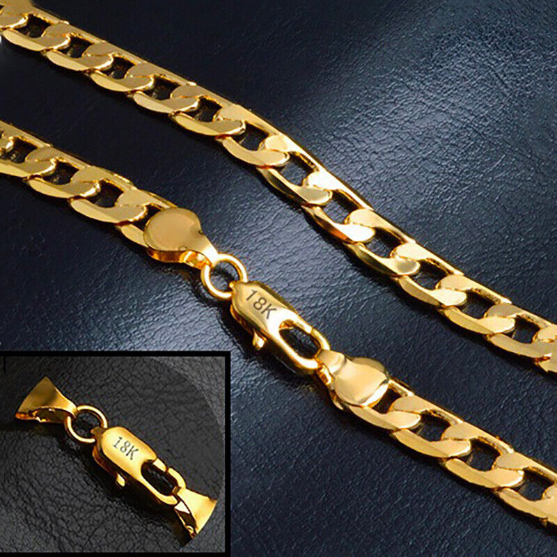 18k Yellow Gold Necklace Mens Womens 20" Cuban Link Chain w GiftPkg