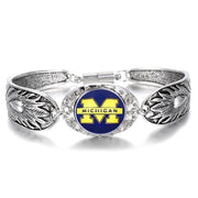 Michigan Wolverines Women'S Sterling Silver Bracelet College Football Gift D3