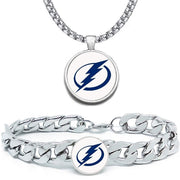 Large Tampa Bay Lightning Mens 2 Pc Gift Set Hockey 24" Necklace With Bracelet