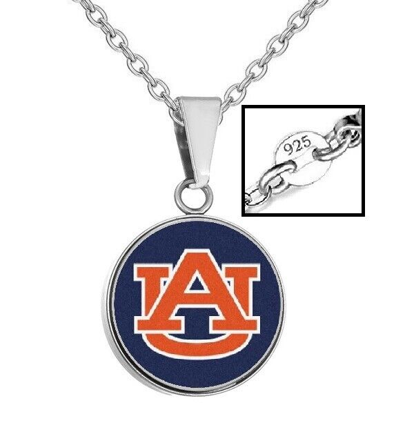 Auburn Tigers Mens 925 Sterling Chain Necklace State College Football A1